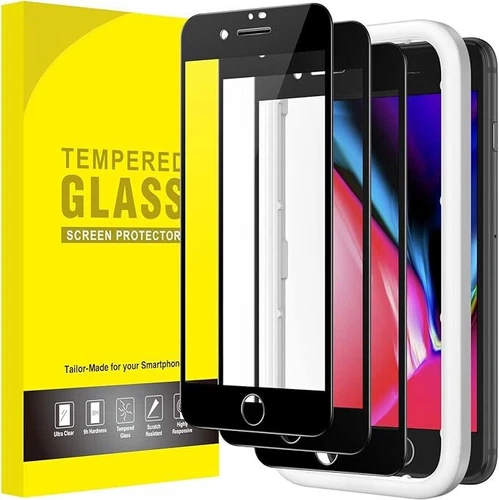 3-Pack Full Cover Tempered Glass Screen Protector For iPhone 7 8 Plus Black