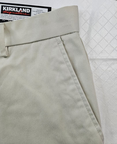 Kirkland Signature Chino Pant Men 36x32 Stone Cotton No Iron Flat Front NWT New - Picture 7 of 16