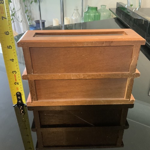 VTG Wood Dresser Men's Valet Roll Top Organizer Jewelry Box W/ Drawer MCM - Picture 4 of 9