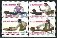 US Block of 4 Skilled Hands For Independence Scott# 1717-1720, (MNH)