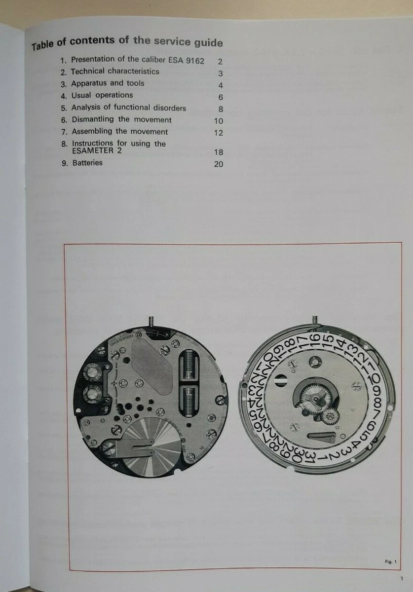 Manual de servicio [Inglés] - Calibre ESA 9162 Mosaba [Longines Ultronic 6312/6332]