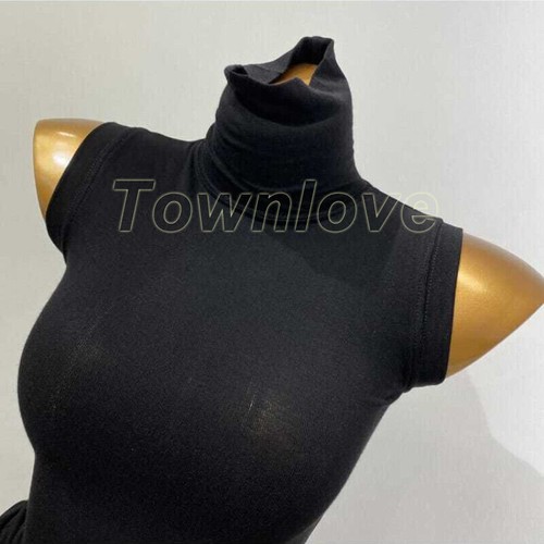 Women Sleeveless Turtleneck Vest Slim Thin Crop Top Tee Ribbed Tank T ...