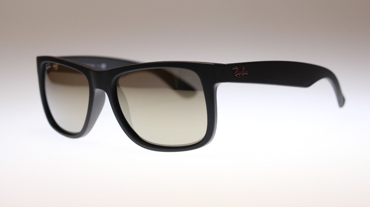 Ray Ban Justin Men's Sunglasses RB4165 622/5A Black/Gold Lens Square  Authentic