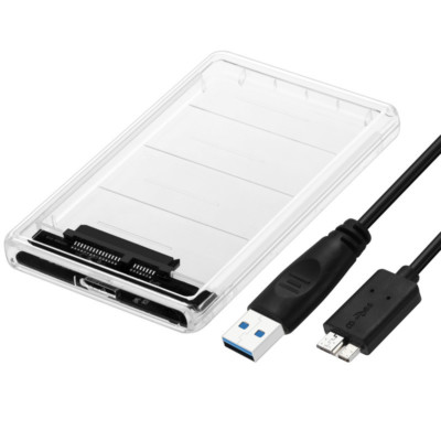 Transparent HDD Case 2.5inch USB3.0 to Sata 3.0 Tool Free 5Gbps Support 2TB UASP