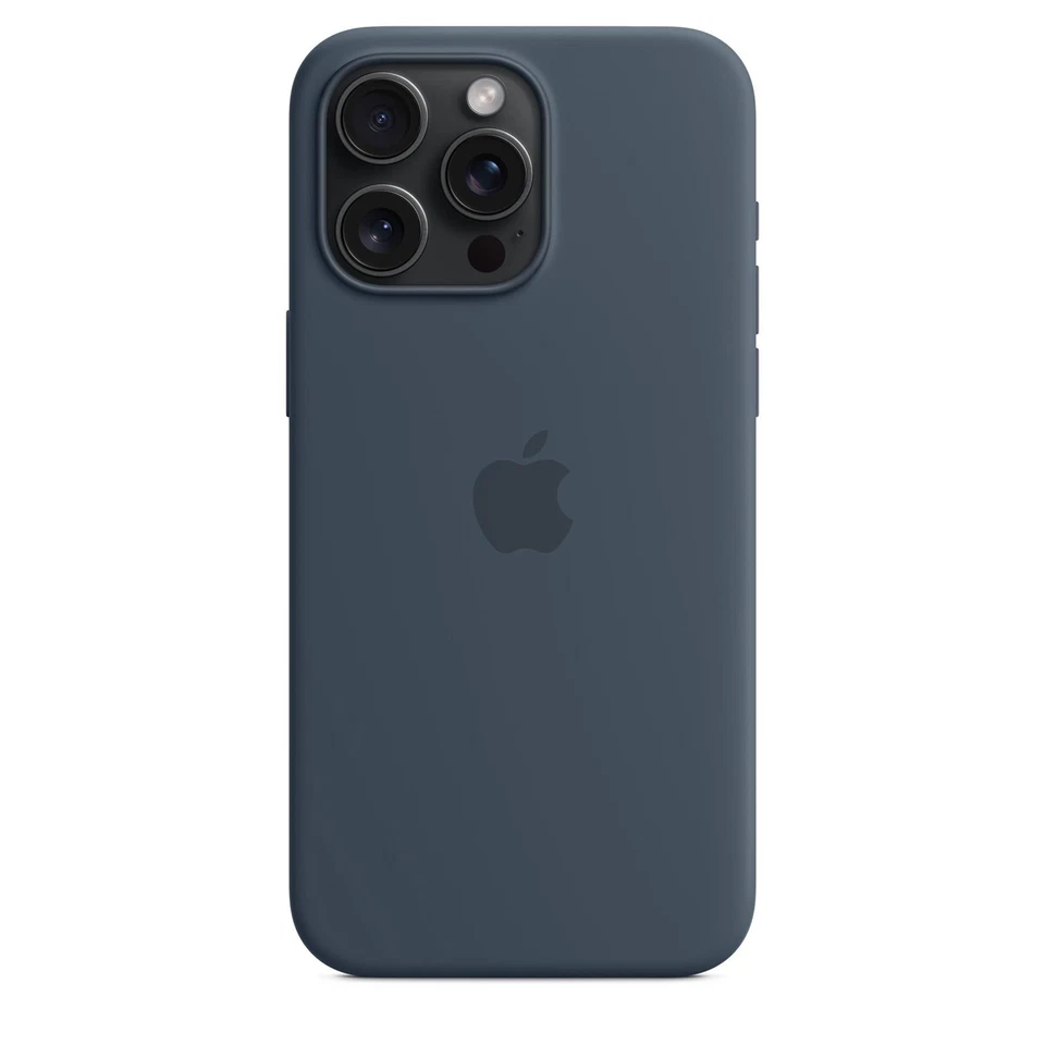 Genuine Apple iPhone 15 Pro Max Silicone Magsafe Case Cover Storm Blue MT1P3ZM/A