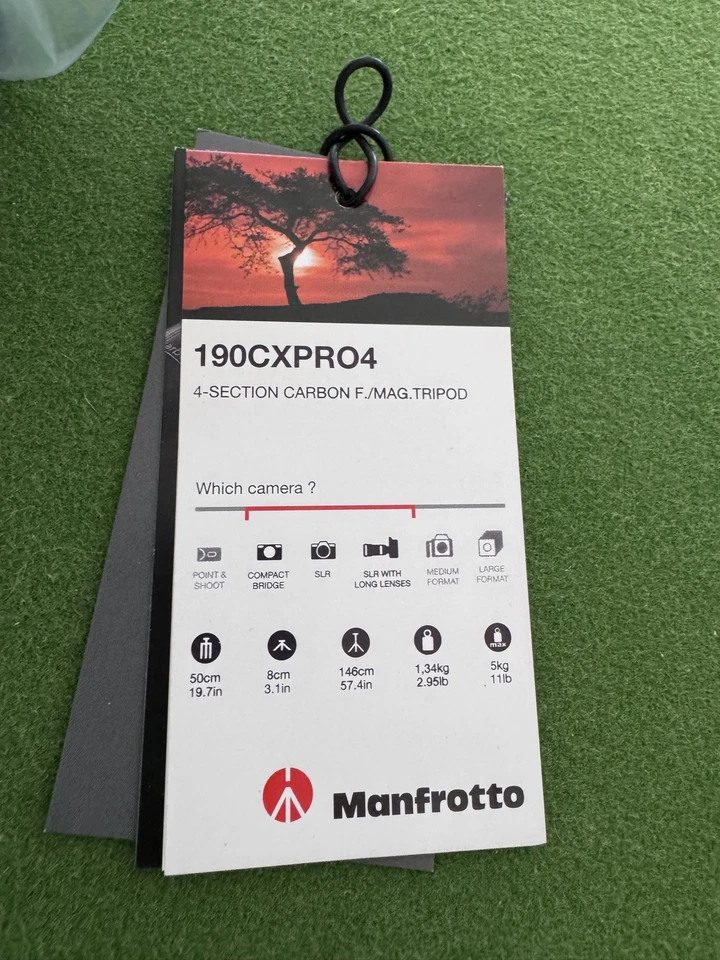 New Manfrotto MT190CXPRO4 190 Carbon Fibre 4 Section Tripod - Image 2 of 4