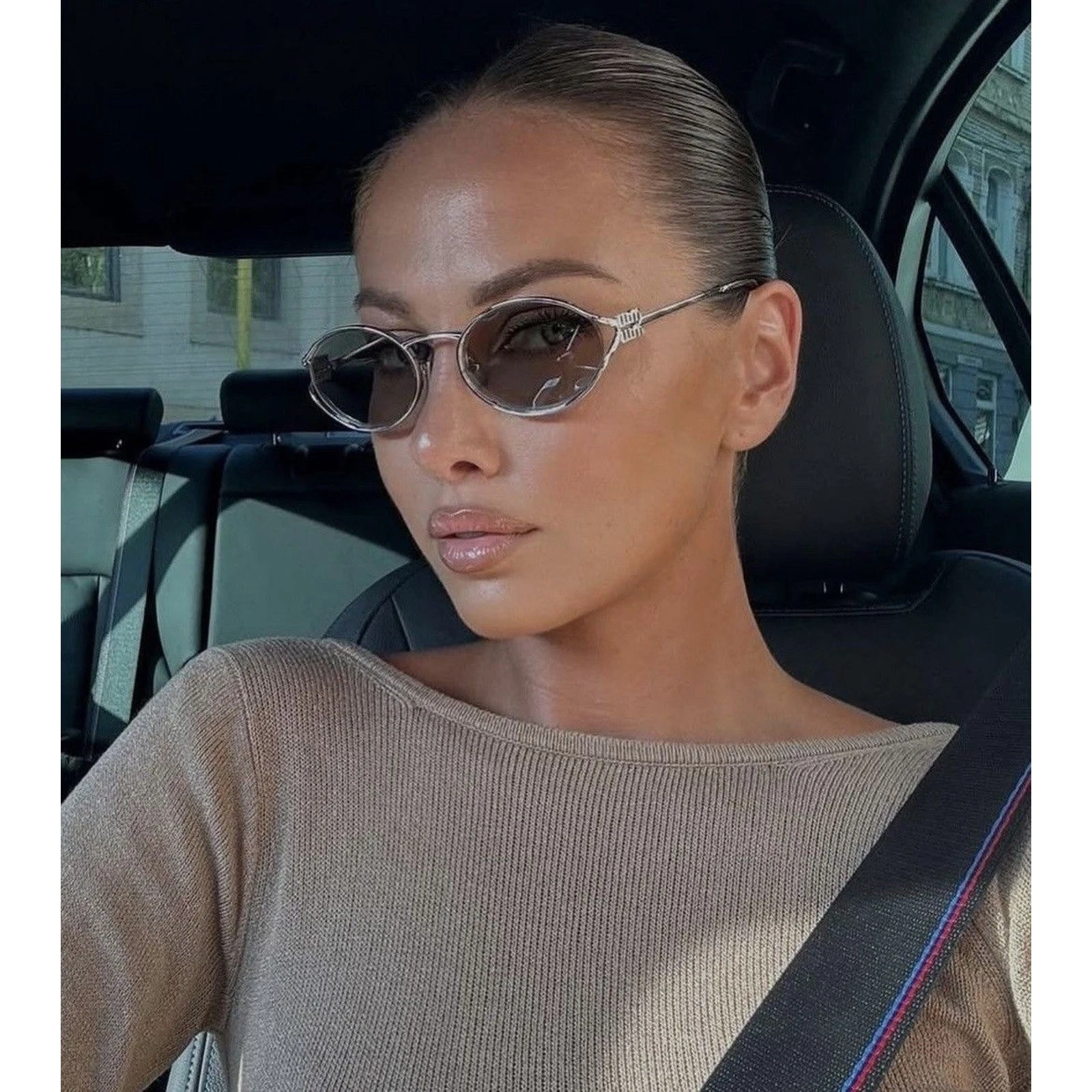 Miu Miu — MIU MIU MU 52YS 1BC10F Silver Ivory Silver Mirror Women Sunglasses AUTHENTIC