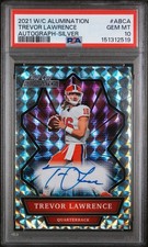 2021 Wild Card Alumination Trevor Lawrence Silver Auto Rookie Year PSA 10. rookie card picture