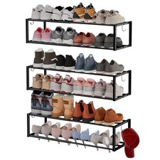 3 Pack Expandable Wall Mounted Shoe Rack, 17"-31" Adjustable Hanging Shoe Rac...