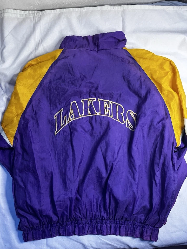 Los Angeles Lakers Jacket XL Purple Windbreaker Zip Up Logo 7 Vintage Athletic - Image 2 of 4