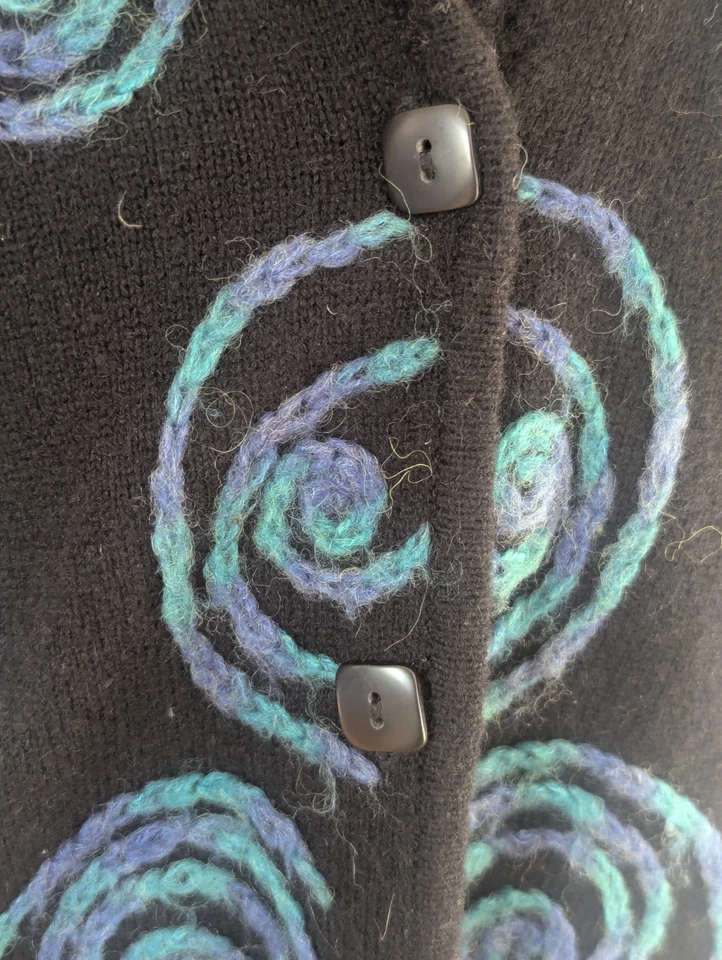 Cárdigan Sarah Spencer Mujer Artsy Corderos Mezcla Lana Talla XL Caprichoso Bohemio Foto 4 de 4