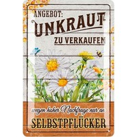 Retro Blechschild Unkraut, Blechschilder Garten Mit SprüChen, 20X30Cm