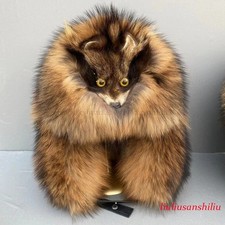 Men's Full Covered Real Natural Raccoon Fur Hat Russian Ushanka Hat Trapper Hat
