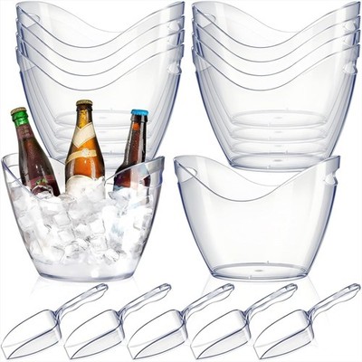 Clear Wine Bucket 4 Liter Plastic with Scoops 24 Pieces