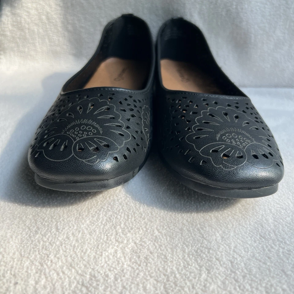 Zapatos de cuña Baretraps para mujer talla 10 sin cordones con recorte oculto bailarina negros Foto 3 de 4