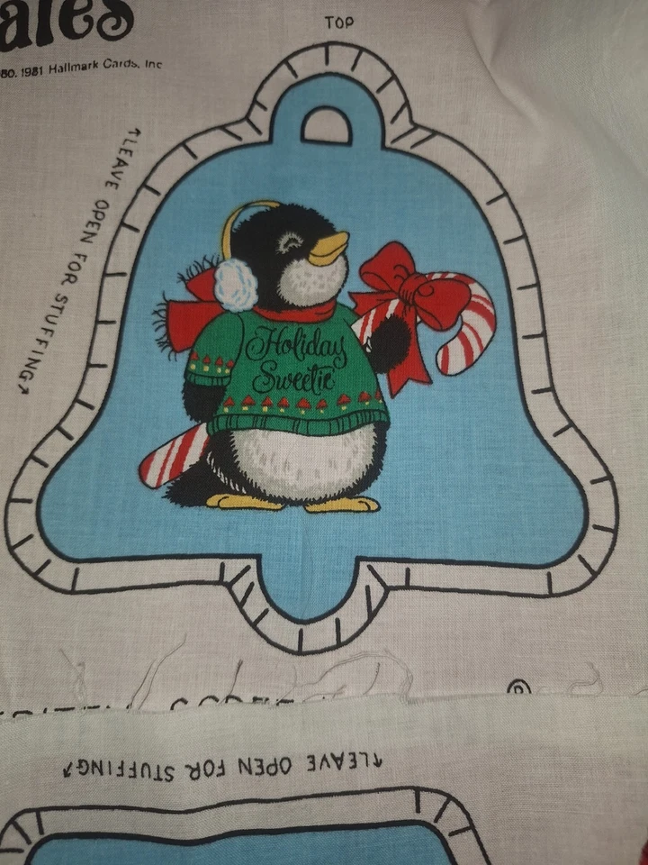 Vtg 1980 SHIRT TALES Cut Sew Fabric panel Christmas Ornaments Uncut NOS RARE - Image 3 of 4