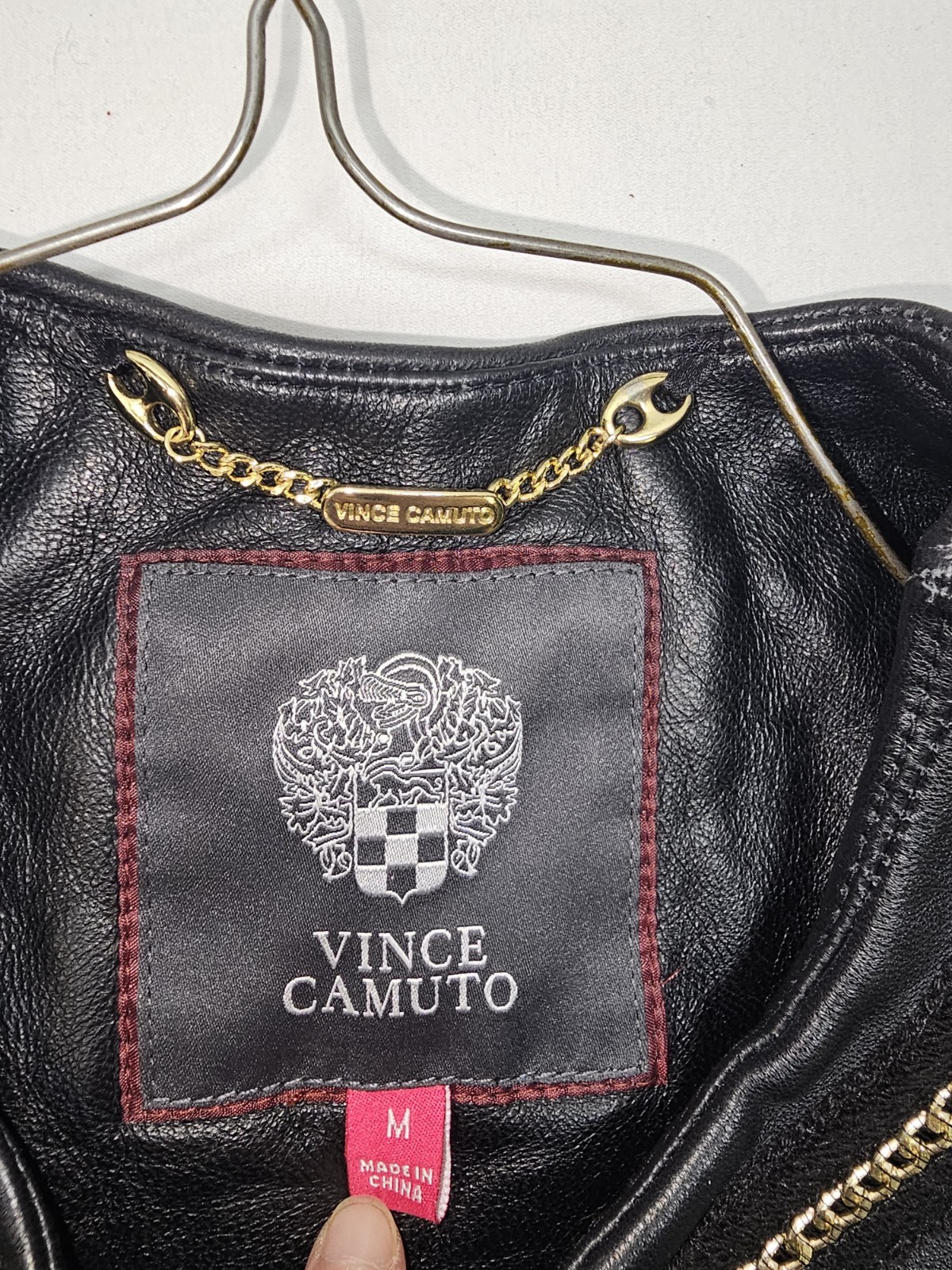 Vince Camuto Leather Jacket Chain Trim Chanel Coat M Bella Swan Vamp Glam Rocker thumbnail 2