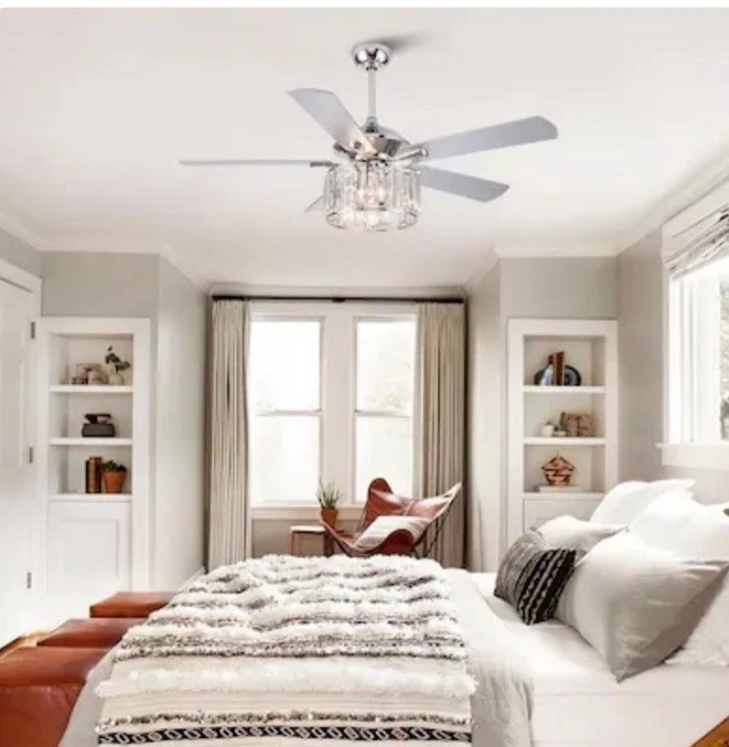 Parrot Uncle F6305Q110V-PU 52 Inch Crystal Ceiling Fan, Chrome 6305 - New York - Image 2 of 4