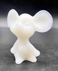 Vtg Fenton Glass Pure White Custard Satin Mouse Figurine