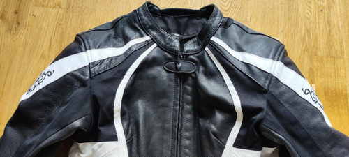 Frank Thomas FTL313 Venus Ladies Motorcycle Jacket Black White size M UK10 - Picture 4 of 16