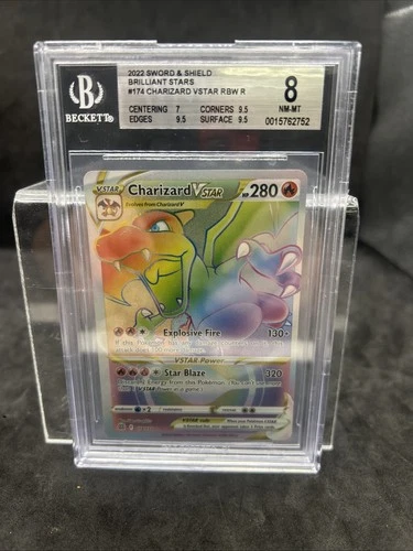 Charizard VSTAR #174/172 Brilliant Stars Rainbow Rare Pokemon- BGS 8  🔥