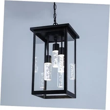 5CCT LED Large Outdoor Pendant Light Fixtures, LED Integrated 3-Lights Black