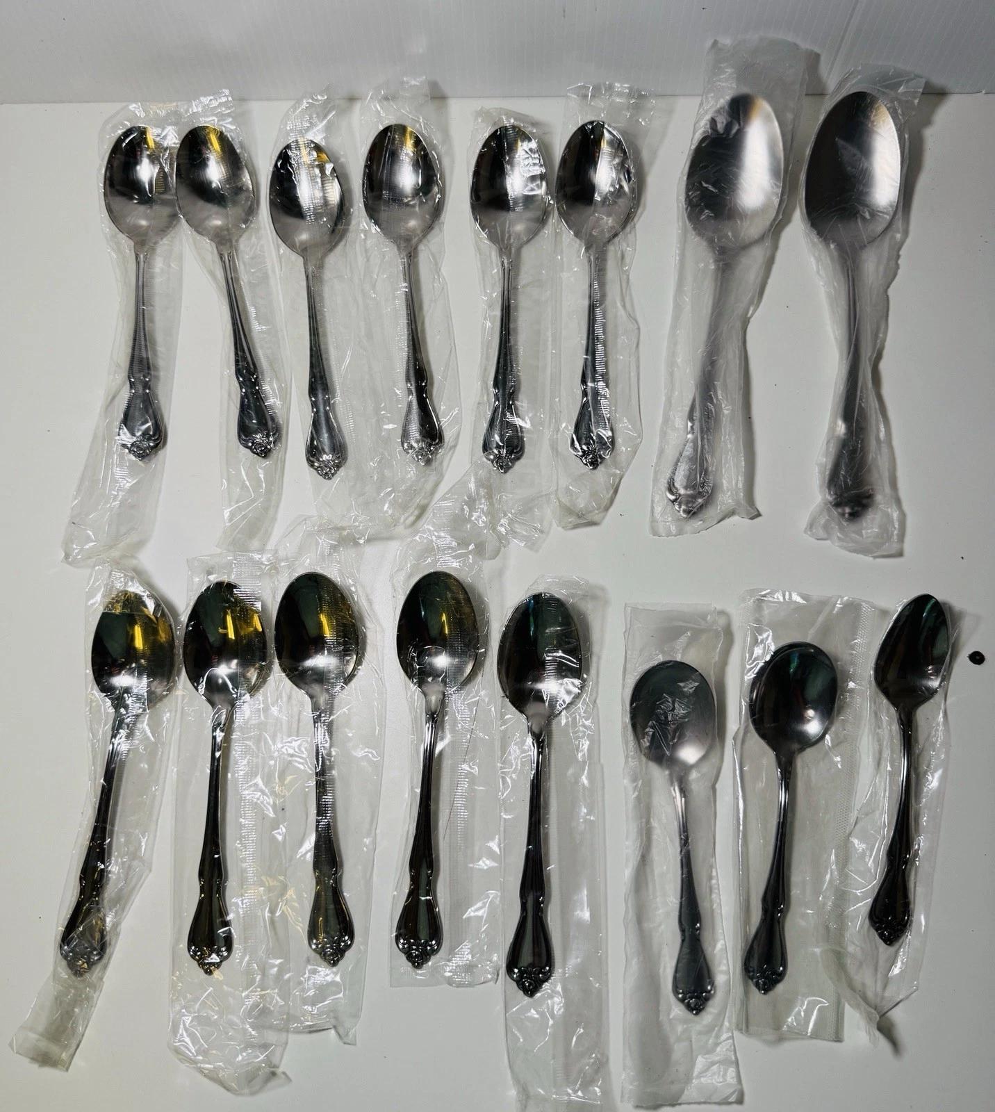 Vtg Oneida TRUE ROSE Stainless Spoons Serving Spoons New In Bag 16pc