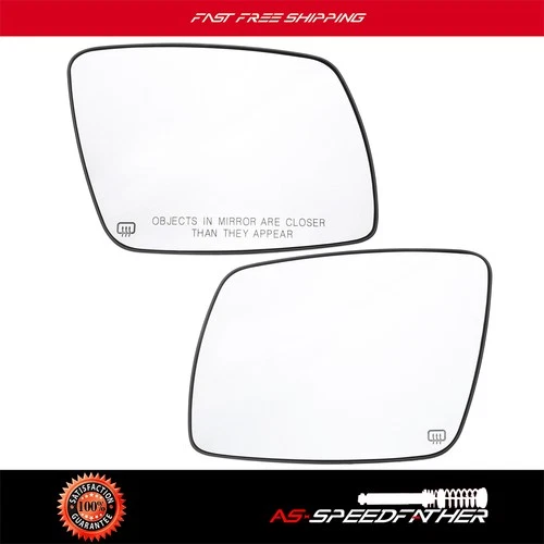 Mirror Glass Set w/ Backing Plate for 09-14 Dodge Journey Chrome Heated