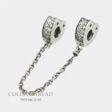 Authentic Pandora Silver Sparkling Arcs of Love CZ Safety Chain 797138CZ-05