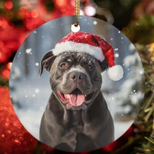 Cute Cane Corso Dog Santa Hat Snow Winter Christmas Ornament Gift Decor Hanging