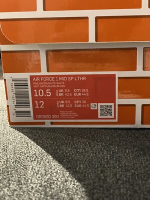 NIKE Air Force 1 Mid SP Leather x Off-White Pine Green , size 10.5