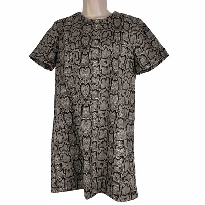 Zara Shift Dress Women's Medium Short Sleeve Crew Neck Above Knee Snake Print
