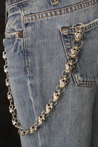 Starke Herren Silber Metall Biker Geldbörse Kette Skelett Schädel Charm Biker Trucker - Bild 11 von 11