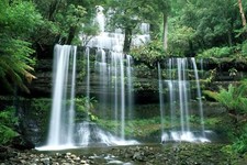 Landscape nature trees forest stones water waterfall Custom Gaming Mat Desk
