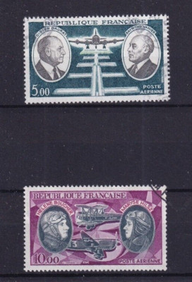 FRANZÖSISCHE REPUBLIK LUFTPOST ZWEI WERTE GEBRAUCHT 5.00 UND 10.00 F.
