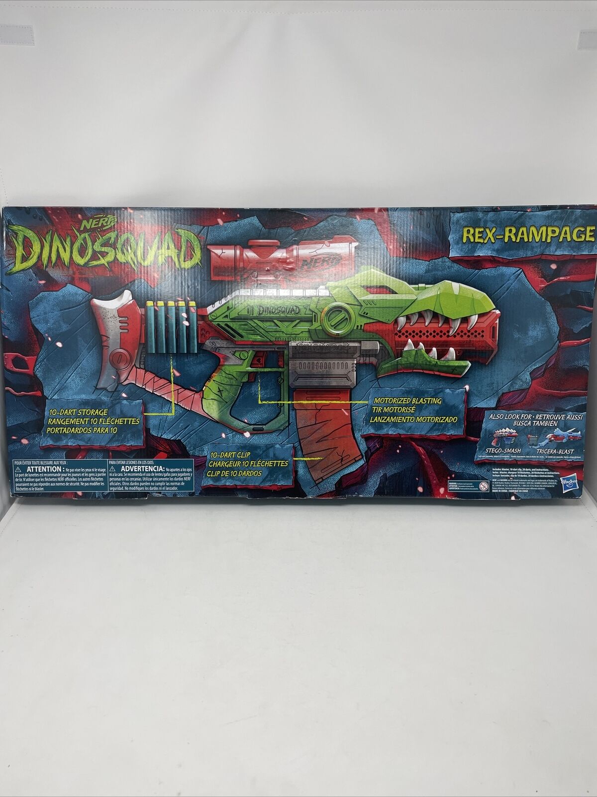 Nerf DinoSquad Rex-Rampage Motorized Dart Blaster, 10-Dart Clip, 20 Nerf  Darts