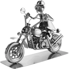 BRUBAKER Nuts and Bolts Sculpture Motorcyclist - Handmade Iron Figure Metal Man 