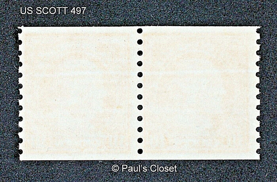 US STAMPS SCOTT # 497 XFINE OG MNH 1922 PAIR SCOTT CAT VALUE $85.00 - Image 2 of 2