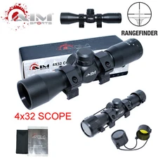 AIM SPORTS 4X32 Compact Rangefinder .223 .308 Scope /w Rings