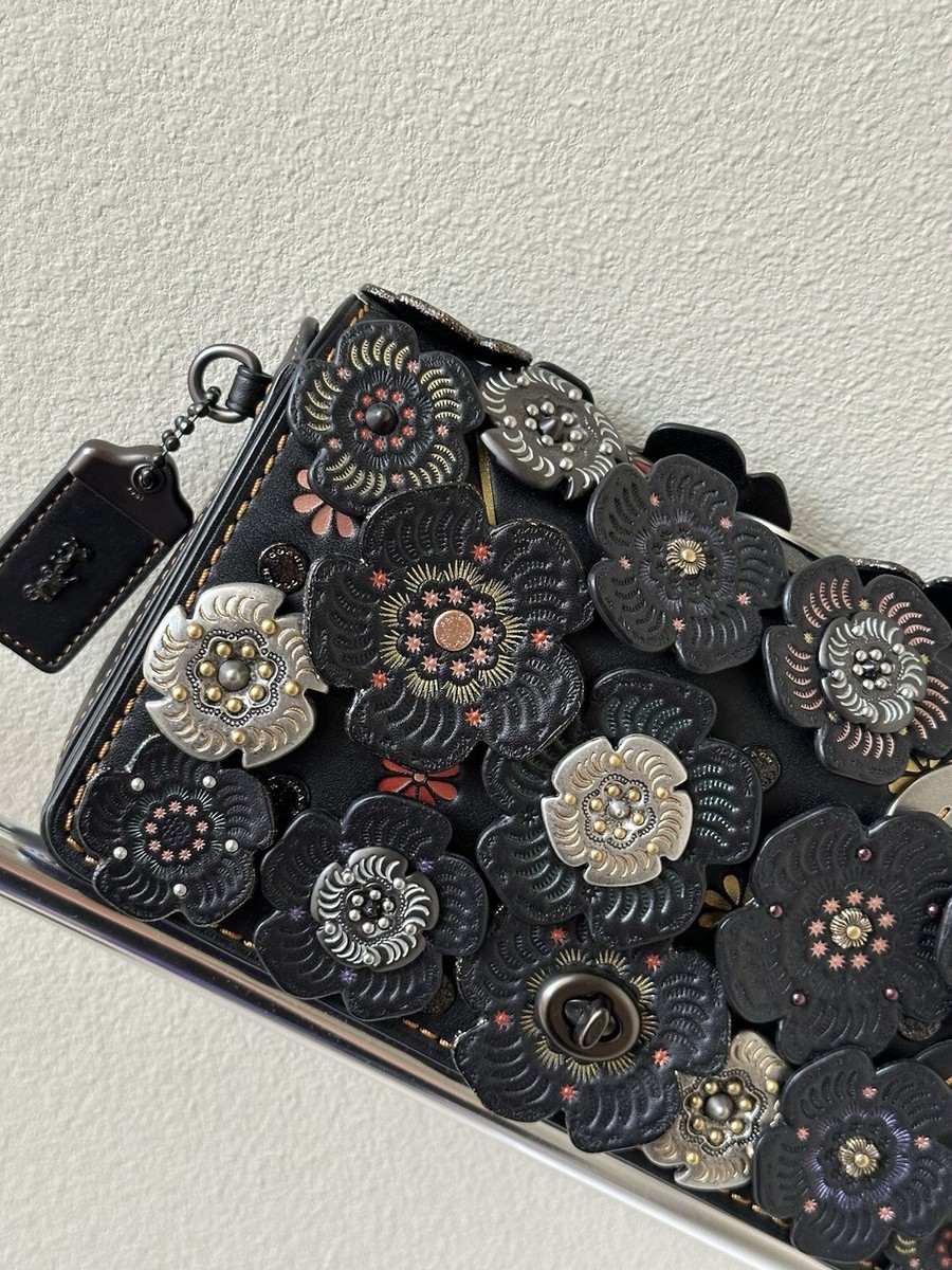 NEW COACH 1941 BLACK/PURPLE TOOLED TEA ROSE DINKY 21586 | eBay