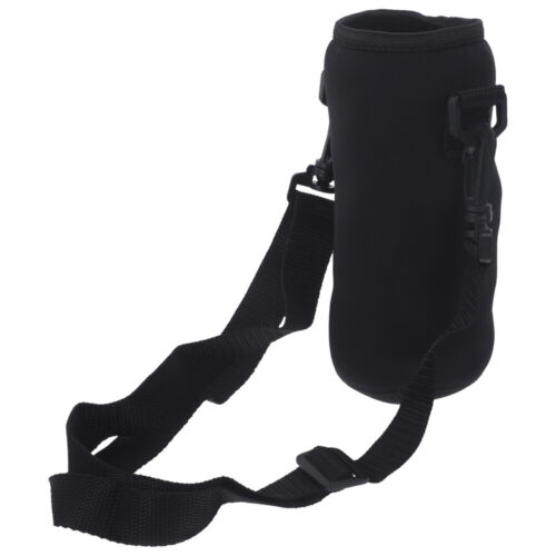 Insulated Water Bottle Holder with Shoulder Strap for Travel Outdoor - Black - Picture 1 of 18