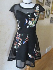 GUESS Los Angeles Black Floral Birds Dress Size M
