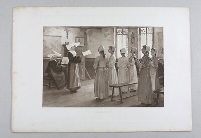 Large Antique 19th Century Gebbie & Co. Engraving  20'' x 14''  A Gregorian Chant
