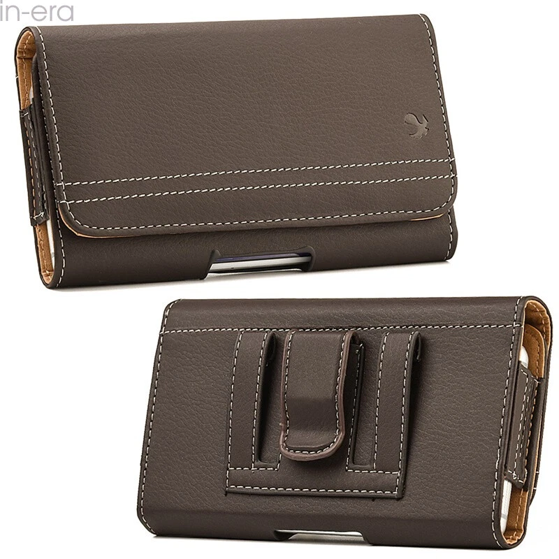 XL Universal Horizontal Leather Cell Phone Pouch Case Holder Belt Clip Holster - Image 4 of 4