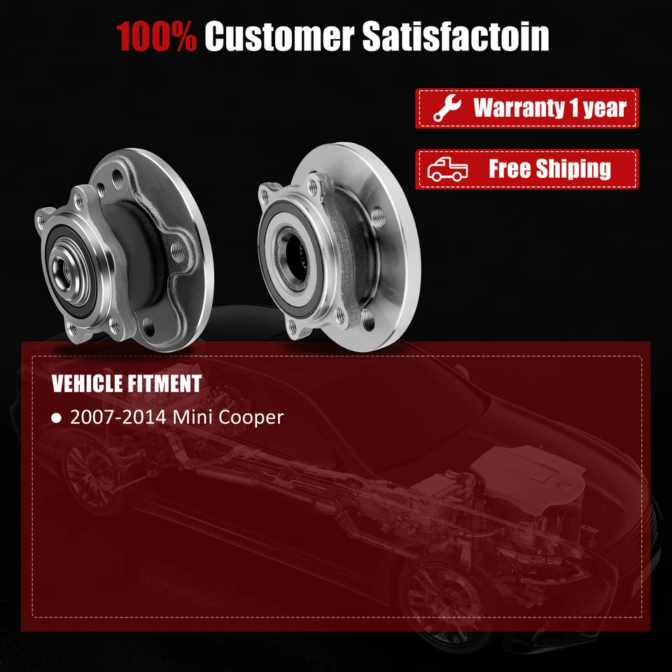 Conjunto de cojinete de cubo de rueda delantera trasera derecha izquierda para Mini Cooper 2007-2014 4 piezas Foto 2 de 4