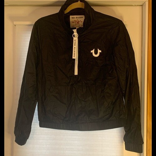 True Religion Black Nylon Half Zip 