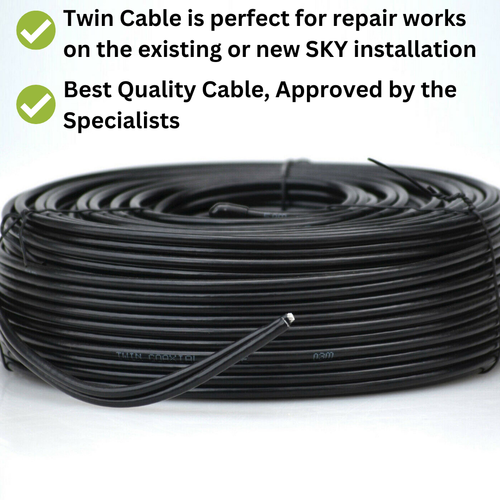 Sky Cable Extension Sky Q Sky+hd Twin Coax Satellite Sky Lead Shotgun with Clips - Picture 31 of 101