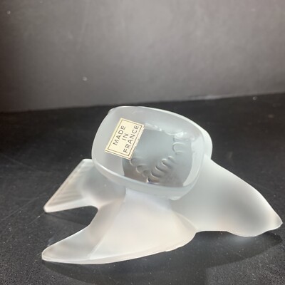 LALIQUE France Art Glass Frosted Crystal Sparrow Bird