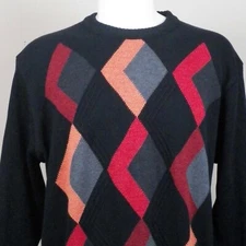 Men's Vintage Tosani Argyle Polo Sweater Size Large 
