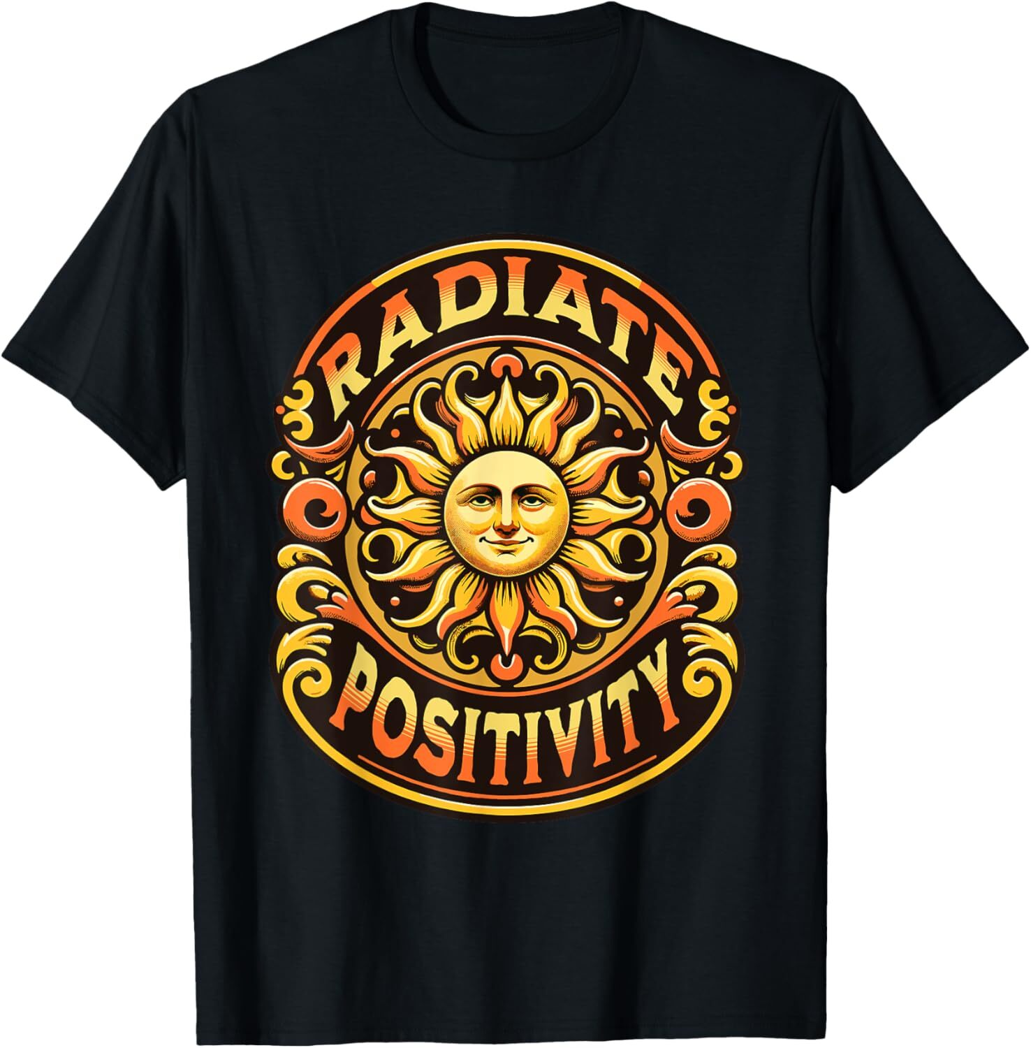 Radiate Positivity Vintage Sun Inspirational Motivational T-Shirt Hoodie